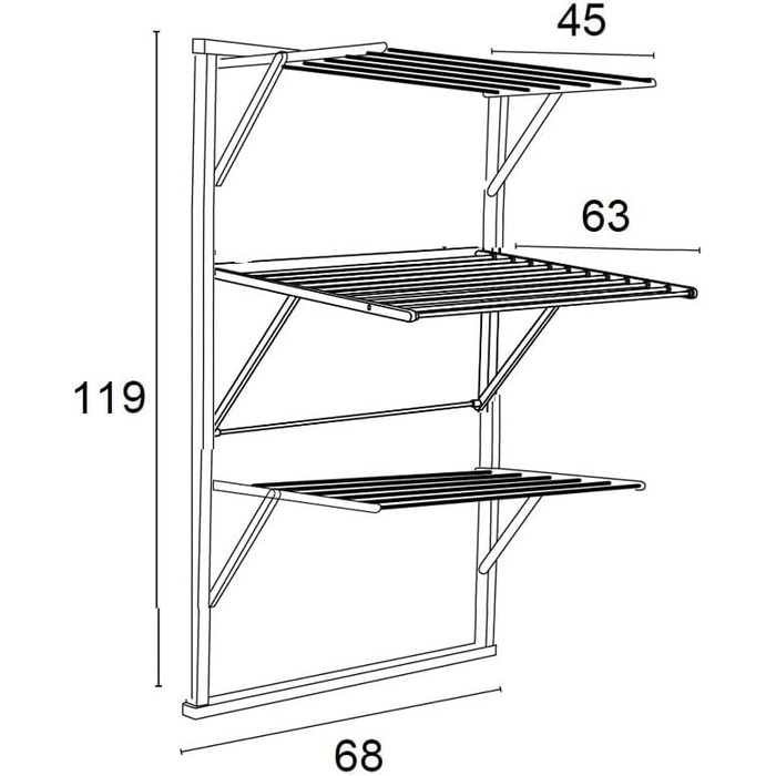 Настінна сушарка для білизни Karim від Arredamenti Italia, дерев'яна, висувна, 16 м дроту, фініш з вишневого дерева, міцна конструкція з масиву, незалежні сітки P63 x L68 x H119 см, колір вишня