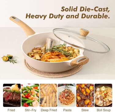 Сковорода SENSARTE з антипригарним покриттям, 30 см, кераміка, гранітне покриття, для плити та індукції, без PFOA/PTFE/PFAS