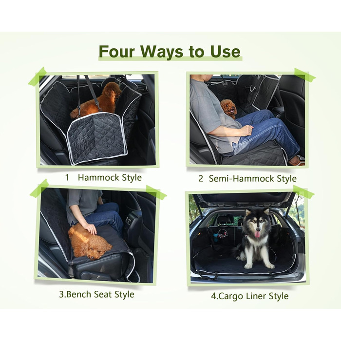 Pecute Car Seat Cover for Dogs - Waterproof & Scratch-Resistant, 136x146cm, with Side Protection & Window, Black Luxury Thick Seat Protector