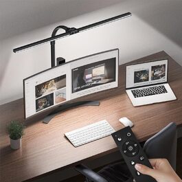 LED лампа настільна Jeebel 24W з двома головками, регулювання яскравості, 1800LM, 80 см, з пультом дистанційного керування, кріплення, 10 температур кольору, 10 рівнів яскравості, для офісу