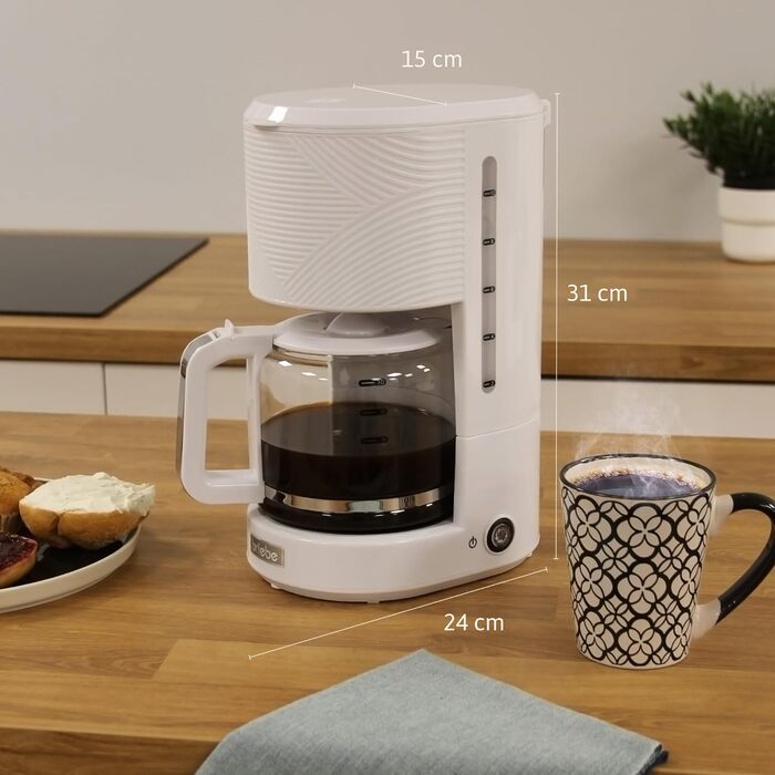 Набір Elegance Set: тостер з широкими слотами (2 шт.), електрочайник 1,7 л (бездротовий, 2200 Вт, BPA-free) + кавомашина з фільтром на 10 чашок (1,25 л), білий