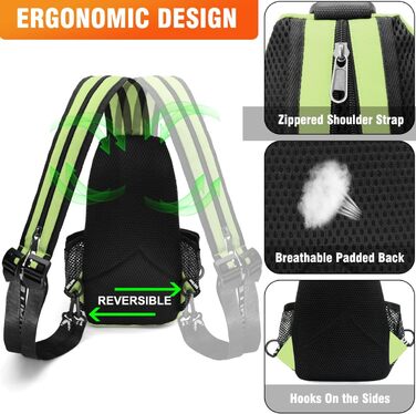 Сумка-слінг через плече, рюкзак для жінок та чоловіків, зелена, з оксфордської тканини. Ідеально для спорту, подорожей та повсякденного використання