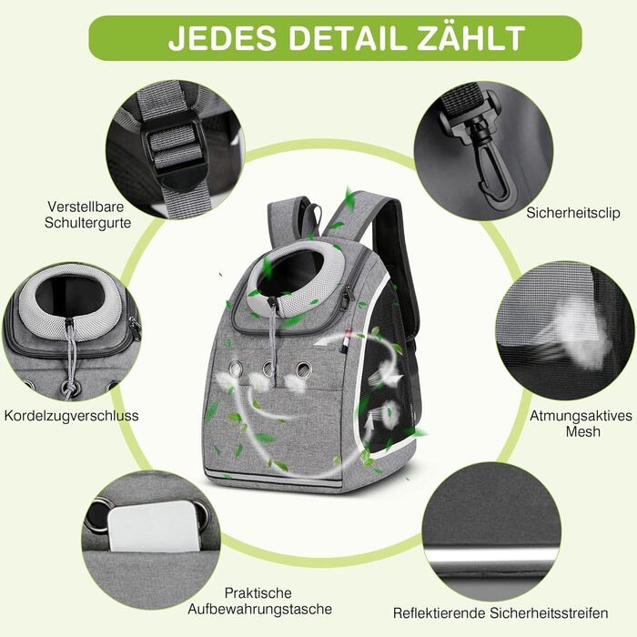 Рюкзак-переноска для собак та котів ALLSOPETS: зручний та дихаючий рюкзак для подорожей з великими котами та маленькими собаками (Світло-сірий)