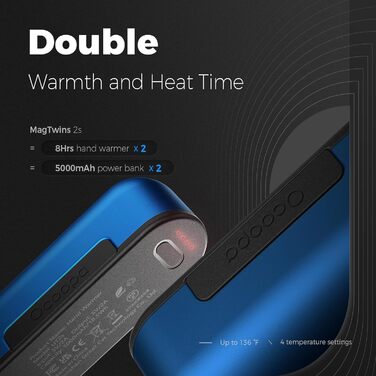 Електричні грілки для рук OCOOPA MagTwins, 10000 mAh, 4 режими нагріву, USB Power Bank, блакитний