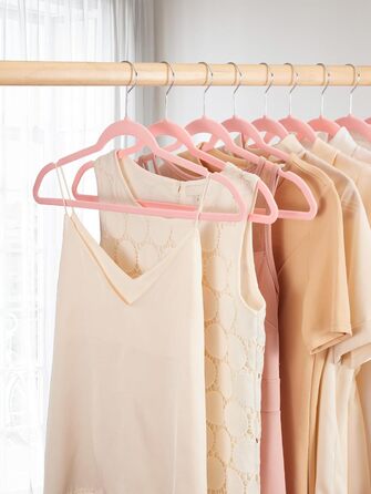 Вешалки для одягу HOUSE DAY, 20 шт. - вешалки з оксамиту, для костюмів, штанів, широкі, обертаються на 360°, рожеві