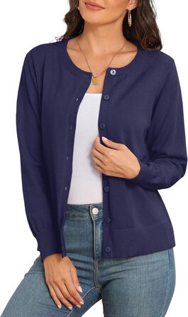 Кардиган PrinStory з в'язаного полотна з круглою горловиною, колір морської хвилі (XL)