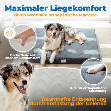 Orthopedic Dog Bed [Waterproof] - Your furry friend's new favorite dog bed, Non-slip dog cushion, dog basket, dog crate, washable cover | Small to large dogs | 90x80x8 cm
