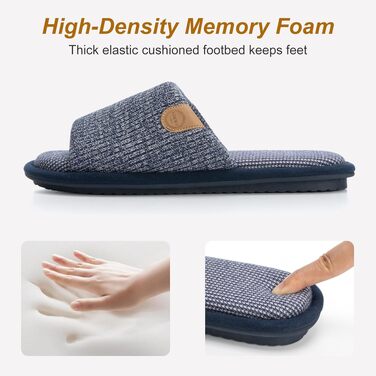 Чоловічі домашні капці GOEWY з ефектом пам'яті (Memory Foam), м'які та протиковзкі пантофлі з відкритим носком для дому та вулиці, темно-сині, розмір 40/41.5 EU