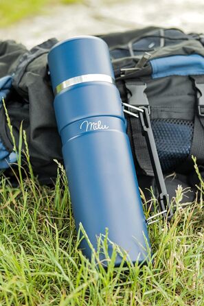 Термос Milu Thermoskanne 1L: ізольована фляга з нержавіючої сталі, 1000 мл, Navyblau (темно-синій)