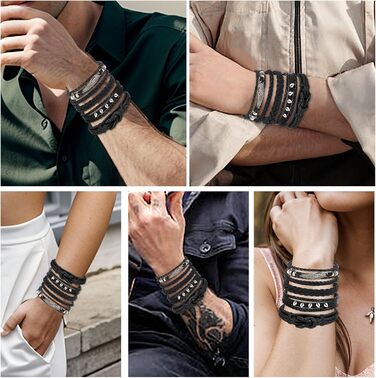 Чоловічий/Жіночий браслет з дерева Manfn, 6 шт. в наборі, регульований, плетіння Gflochtns, стиль Manschtt