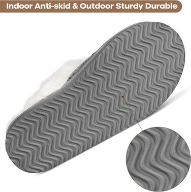 Тапочки жіночі зимові теплі PIZZ ANNU з плюшем, антиковзаюча підошва, платформа, з Memory Foam, для дому/на вулицю (42/43 EU, сірі)