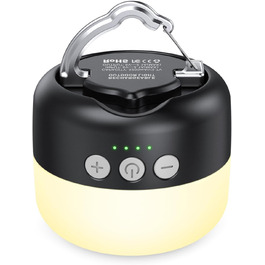 Camping Lamp, LED Camping Lantern USB Rechargeable with 5200 mAh, 4 Brightness Modes & Dimmable (Stepless) & Built-in Strong Magnet Camp Light for Hiking, Emergency