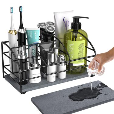 Тримач для зубних щіток Luxspire, електричний, з дренажними отворами, настінний, без свердління, для зубної пасти та насадок, 2 слоти (чорний)