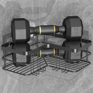 Набір з 5 полиць для душу Yazoni, самоклеючі, без свердління, нержавіюча сталь, чорний колір