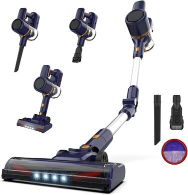 Бездротовий пилосос, електрична підміталка 6 в 1, 20 kPa, 40 хв роботи, LED-підсвічування, фільтри-губки, для підлоги, килима, шерсті тварин