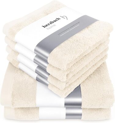 Herzbach Home Towel Set 100% Cotton - soft & absorbent - Cream
