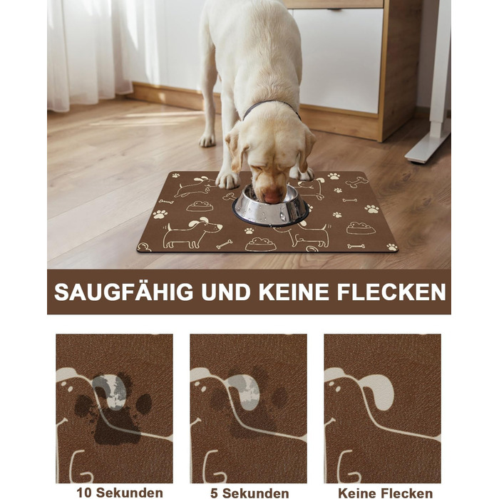 Підкладка під миску для собак та котів, неслизька, чорна 40x60 см. Швидковисихаюча, легко миється. Підкладка для миски для тварин.