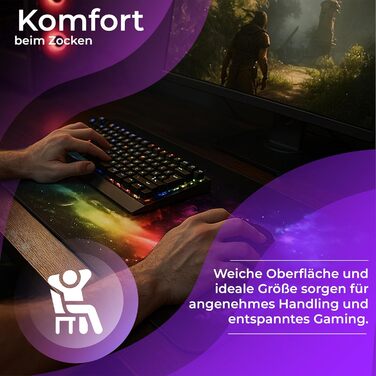 Килимок для миші Retoo XXL, 885 x 400 мм, ігровий з малюнком, великий розмір, преміум-поверхня, для покращення точності та швидкості, без бахрому