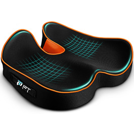 Подушка для сидіння PTYLO - ергономічна подушка для офісних крісел, автокрісел, інвалідних візків, геймінгових крісел, комфортна підтримка при тривалому сидінні, для вагітних, дихаюча, з антиковзаючим покриттям (Чорний)