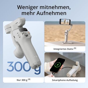 DJI Osmo Mobile 7 - Стабілізатор для смартфона з інтегрованим штативом, 3-осьовий, ActiveTrack 7.0, ShotGuides, 10 годин роботи