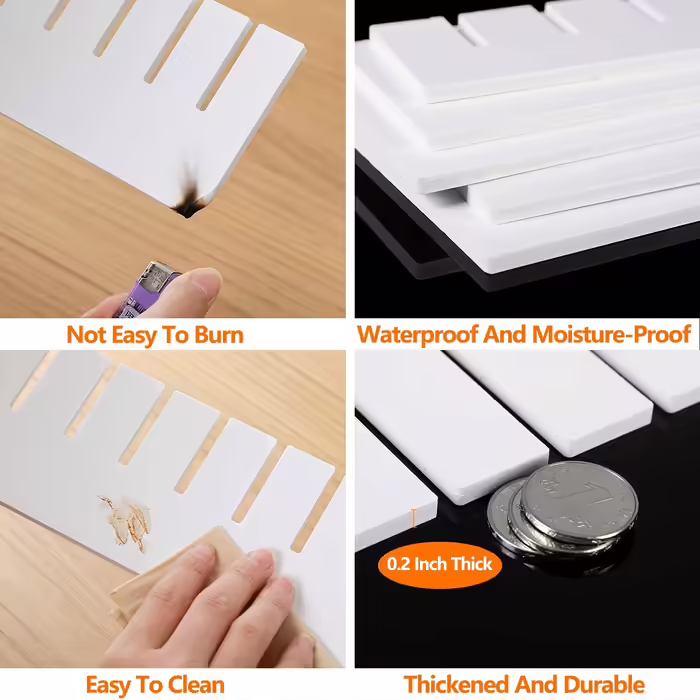 KnnRiim 12 Piece Drawer Dividers, 47x11 cm, Thick, DIY Partition Walls for Drawers, Large Flexible Organizer for Clothes, Bedroom, Bathroom, Kitchen Appliances, Desk, Office Storage (Thick 45x9x0.5 cm 12 Piece)