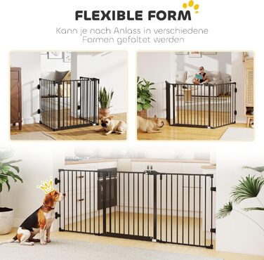 Захисне ґратка для собак PawHut - відбійник для дому, 3 панелі, чорний (202.5 x 76 см)