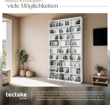 Тумба-стелаж Tectake для зберігання, відкритий книжковий або CD/DVD стелаж, перегородка, вітрина для колекцій, чорний/білий