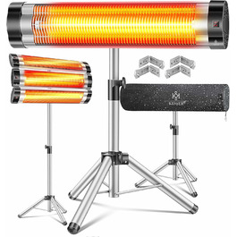 Інфрачервовий обігрівач KESSER® 2500W з пульт. та захисним чохлом, телескопічною стійкою, для тераси, кварцовий