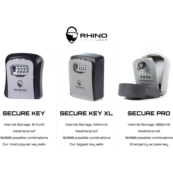 Сейф для ключів Rhino Lock Kombi настінний з кодовим замком та доступом за допомогою ключа - сірий (Pro)