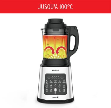 Moulinex PerfectMix Cook, Stand Mixer with 10 automatic programs, 1400 W, prepares hot and cold recipes, electric mixer with touchscreen, easy to clean, 2 l capacity, LM83SD