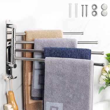 Поворотний вішак для рушників у ванну кімнату, настінний тримач-гачок