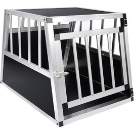 Кія для собак, переноска для собак, алюмінієва переноска для авто, переноска для дому, переноска для малих/середніх собак та котів 54x69x51 см з безпечним замком, легка та стабільна, чорна