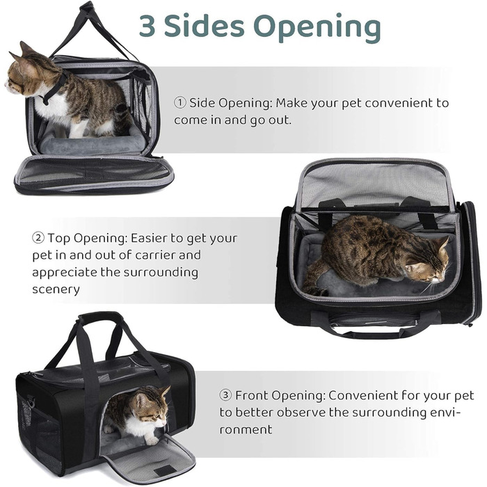 Транспортна переноска для котів та собак, складна, для подорожей літаком, сіра (L 45x28x21 см)