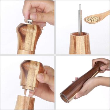 Набір дерев'яних мельниць для солі та перцю KKC з регульованим керамічним механізмом, 10 дюймів