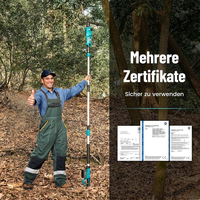 SEESII Безщіткова міні-пилка 6 дюймів, ручна акумуляторна пилка з 2 * 4000 mAh акумуляторами, одноручна пилка з автоматичним змащенням, сумісна з акумулятором Makita 18V, електрична пилка для дерева, гілок 6 дюймів Безщіткова (8&10 дюймовий високий за