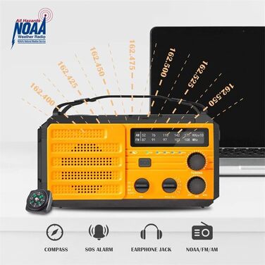 Сонячна радіостанція 20000mAh з ручним генератором, FM/AM/SW радіо, Powerbank, LED ліхтарик, SOS сигнал, USB зарядка для походу