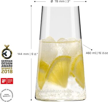 Stölzle Lausitz Long Drink Glasses Power 6-Piece Set 460ml – Elegant Highball Cocktail Glasses for Drinks, Water & Juices – High-Quality Long Drink Glasses Made of Crystal Glass – Dishwasher & Shockproof
