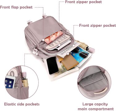 Шкільний рюкзак для дівчаток та хлопчиків-підлітків. Водостійкий рюкзак для школи, подорожей. Рожевий, з багатьма кишенями.