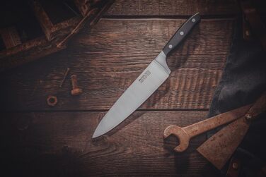 Ніроста Кухонний ніж Trinity 34 см - високоякісна нержавіюча сталь, професійна якість, для овочів, фруктів та іншого, ручне заточування Taper, важка ручка з захистом пальців