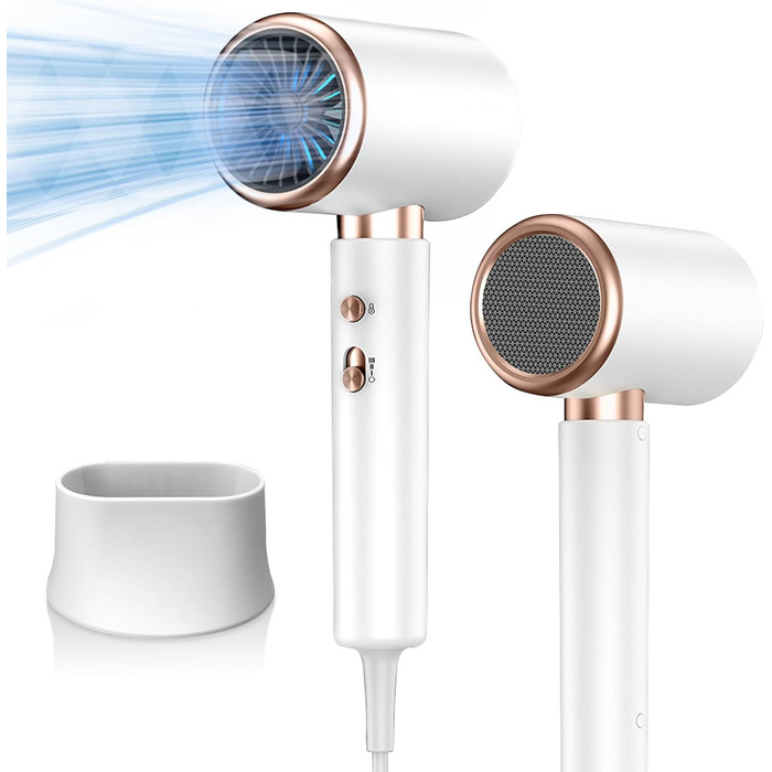 Професійний фен CUBTEM 2400W з іонізацією, для подорожей, з захистом від перегріву, білий