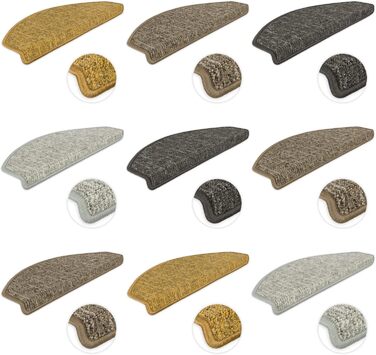 Ступінчасті килимки Kettelservice-Metzker Altona напівкруглі | Одинарні та набори I Килимки на сходи, золотий колір, 26 шт.