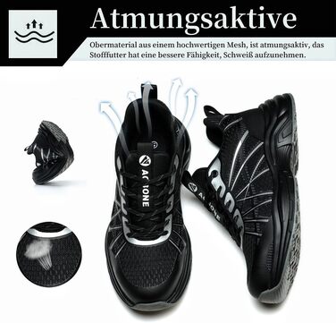 Черевики робочі чоловічі та жіночі, спортивні, з металевим носком, неслизькі, дихаючі, захисні (41 EU, чорний)