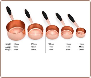CANDeal 5-Piece Measuring Spoon Set Stainless Steel Measuring Cups with Non-Slip Silicone Handle 250ml/125ml/80ml/60ml/30ml Best for Kitchen Cooking Baking