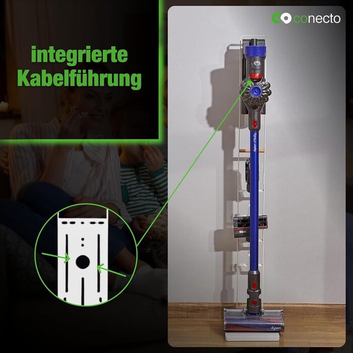 Підставка для пилососа Conecto, універсальна сумісність з Dyson Gen5, V15, V12, V11, V10, V8, V7, V6, для підлоги, аксесуари (береза, білий)