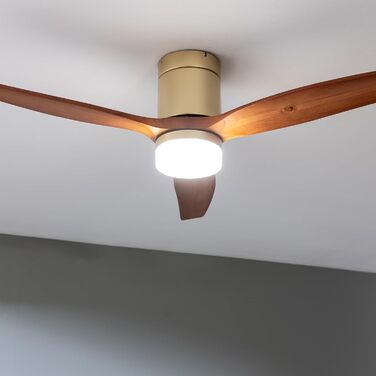 Вентилятор стельовий Cecotec EnergySilence Aero 5600 Classic Gold & DarkWood з підсвіткою та пультом ДК, 40 Вт, 3 лопаті, LED, таймер, 6 швидкостей, режим зима/літо