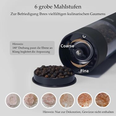 TLYSXPRO Salt and Pepper Grinder Electric 2-Piece Set, USB Rechargeable, Adjustable Coarseness Spice Grinder, Electric Pepper Grinder with LED Light, Electric Pepper Grinder, Kitchen Gadgets