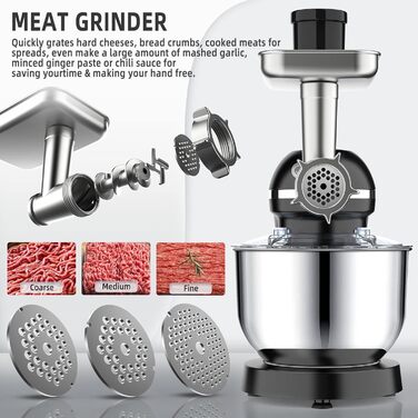 Homlee 3-in-1 Kitchen Machine with 1800W Power - Food Processor, Mixer, Meat Grinder & Juicer with 5.5L Stainless Steel Bowl