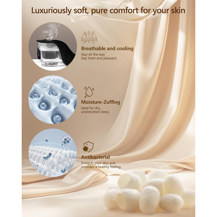 Шовкова маска для сну Aosun Luxus, 100% шовк 22 momme, для жінок та чоловіків, ідеальна для відпочинку та здорового сну, подарунок на Різдво, День народження, День матері (Чорна)