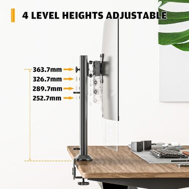 Тримач для монітора Hemudu, 13-32 дюйми, чорний. Регульований, поворотний, до 35 кг
