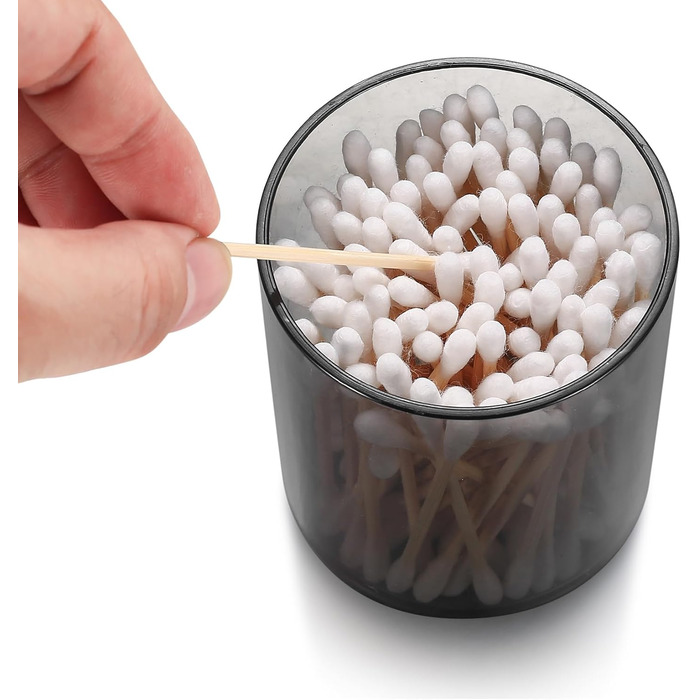 Організатор для косметики Gaomoeny, 3 шт. скляні аптечки для ватних паличок, бавовняних дисків, зубної нитки, косметичних спонжів, шпильок для волосся, чорний колір